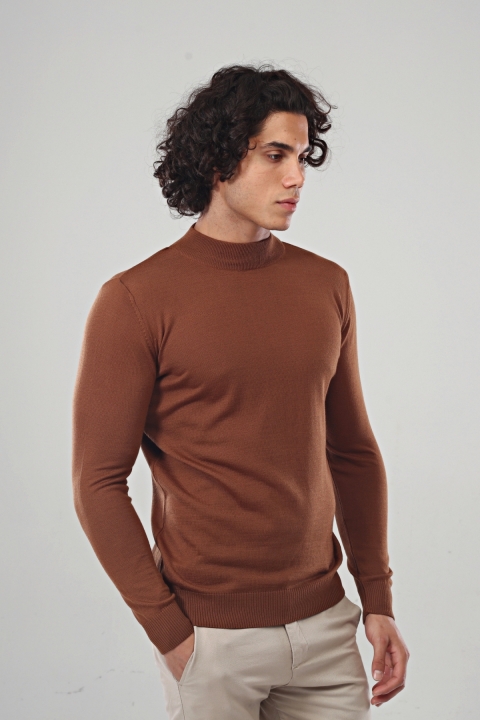 Свитер мужской-классический, однотонный табачный